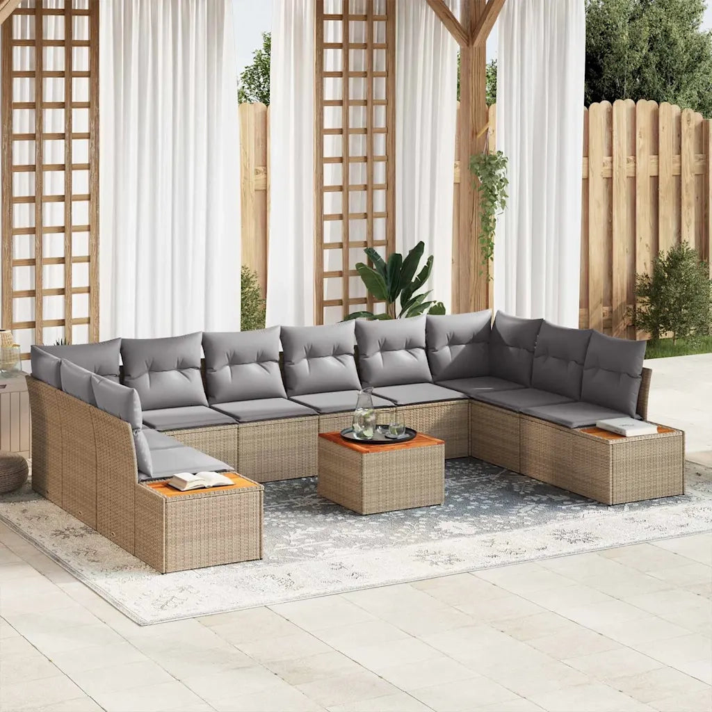 Set Divano da Giardino 10 pcs Beige e Grigio Chiaro Polyrattan 3356850