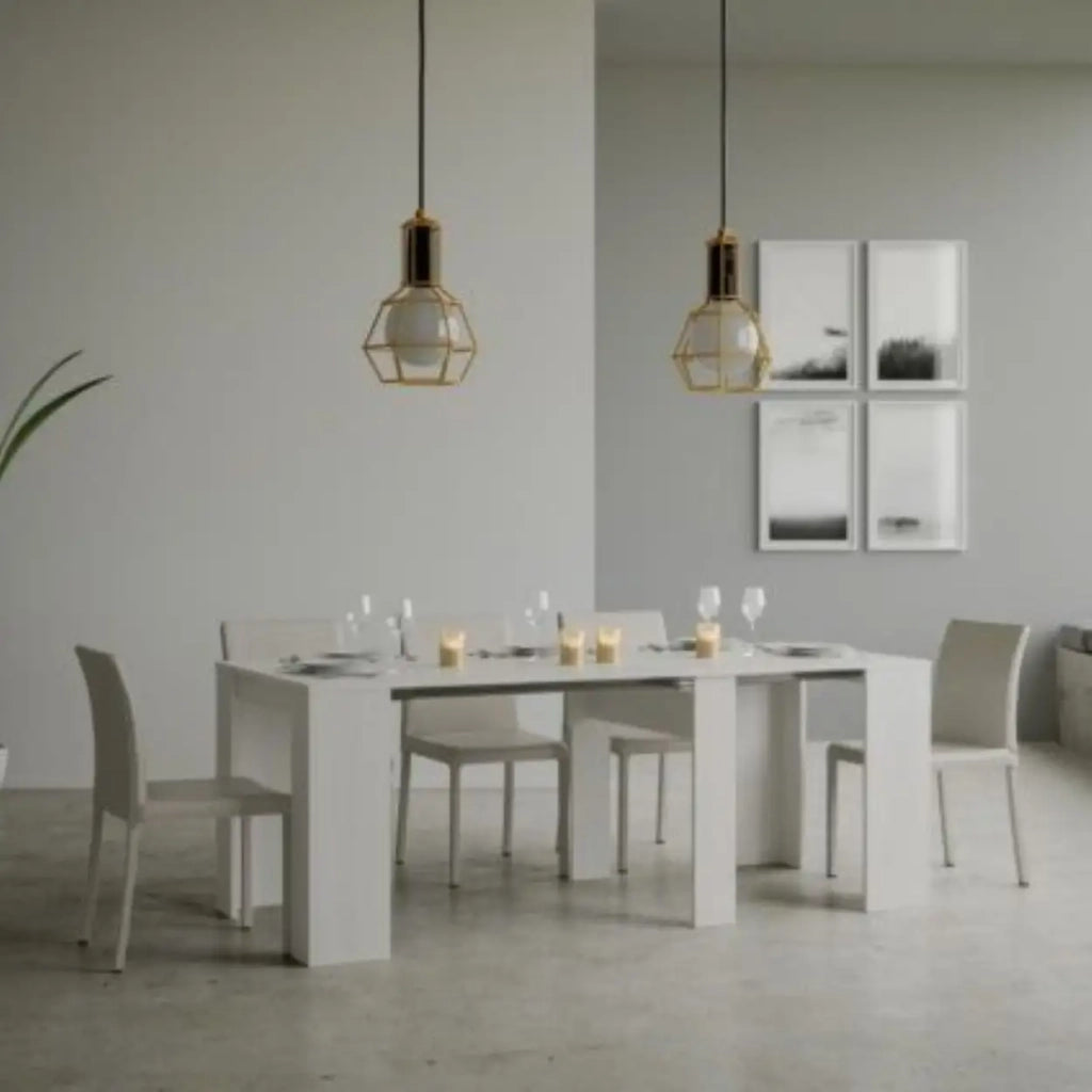 Consolle allungabile 90x48/308 cm Basic bianco frassino