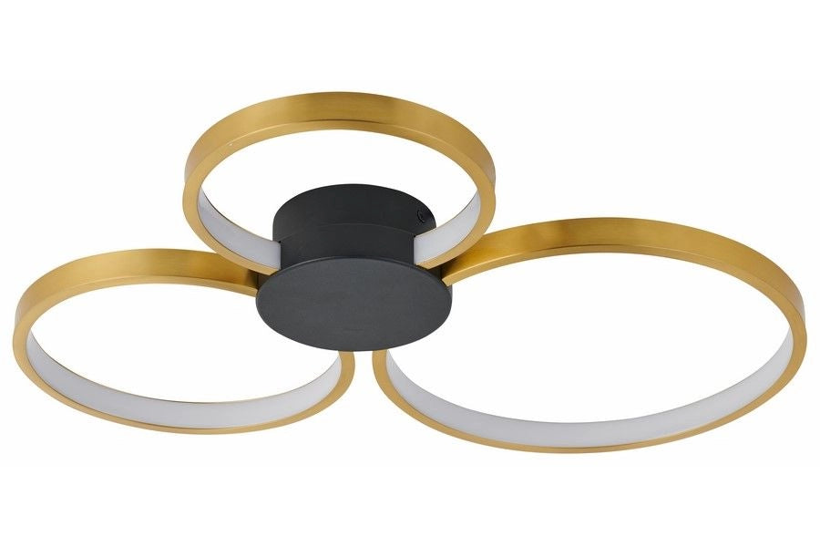 Plafoniera LED 3 anelli oro/nero 24W Reality Condida