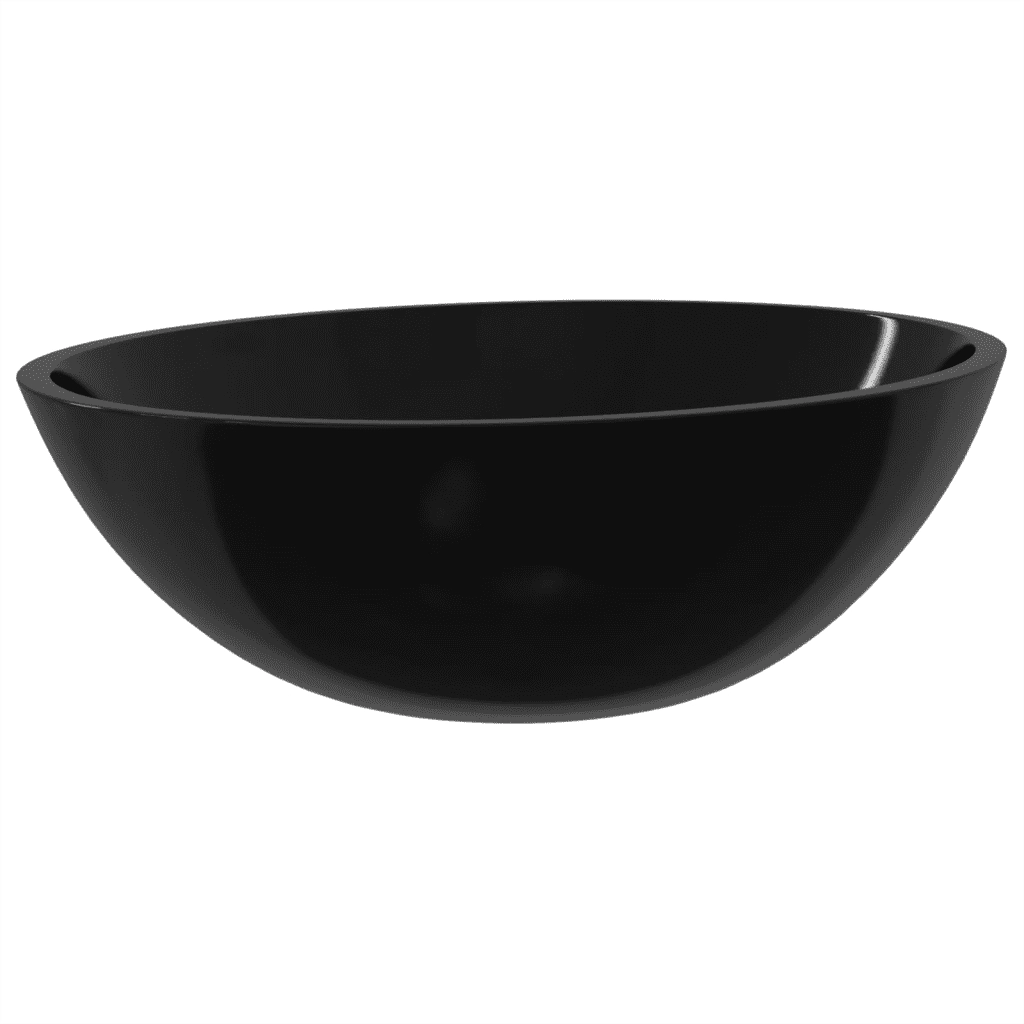 Lavandino in Vetro-Lavabo 50x37x14 cm Nero