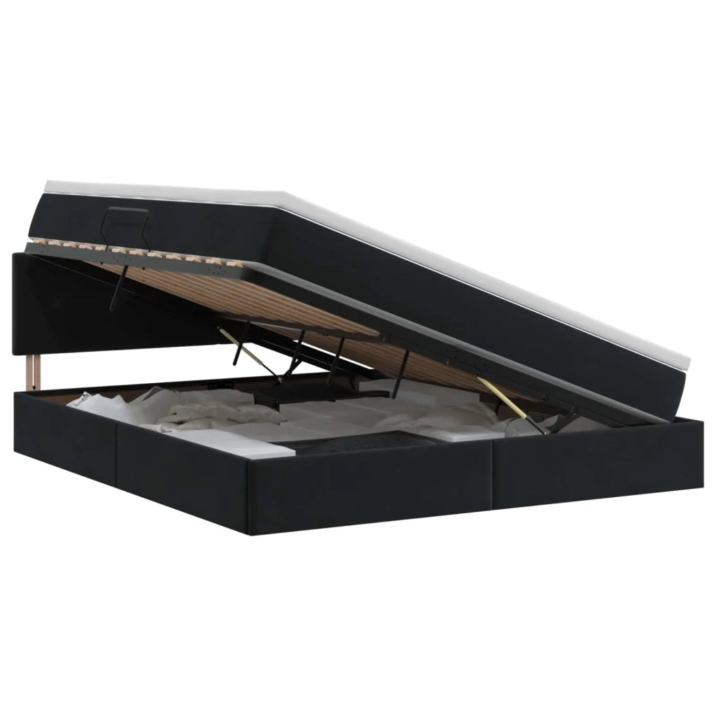 Letto con Contenitore con testiera Nero 160 x 200 cm Velluto 3458819