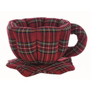 Tazza Porta Pane Stoffa Centro Tavola Natalizia Tartan Scozzese Blanc Mariclò