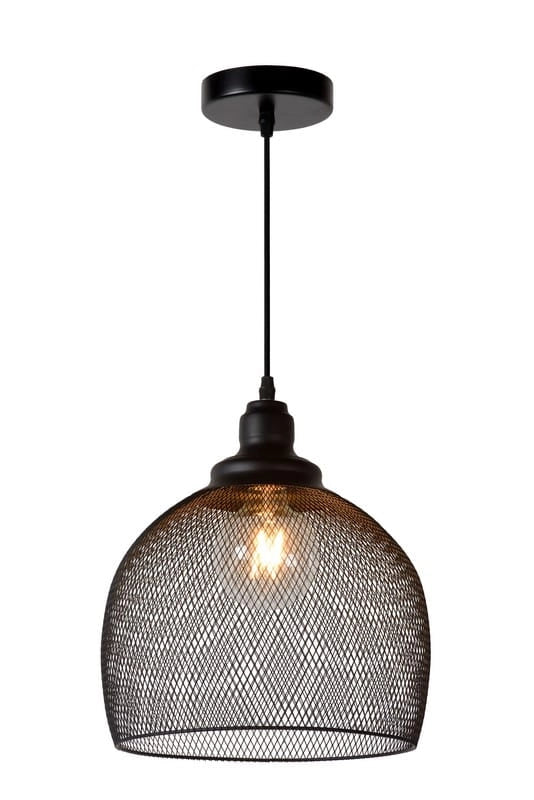 Lampada a sospensione Lucide Mesh Ø28 nera E27 60W