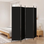 Divisorio Ambienti | Divider per stanze | Paravento a 4 Pannelli Nero 200x200 cm in Tessuto