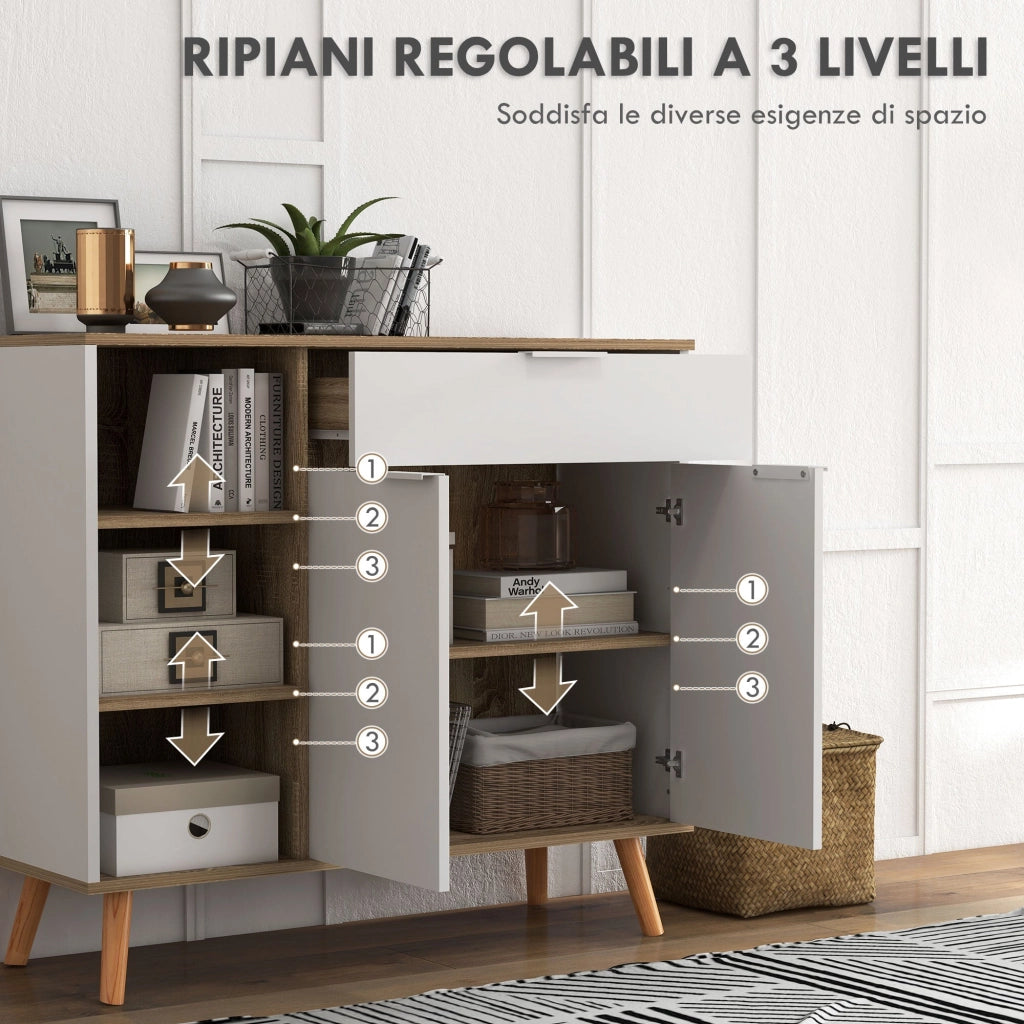 Mobile Multiuso Salvaspazio 95x35x85 cm in Truciolato Bianco
