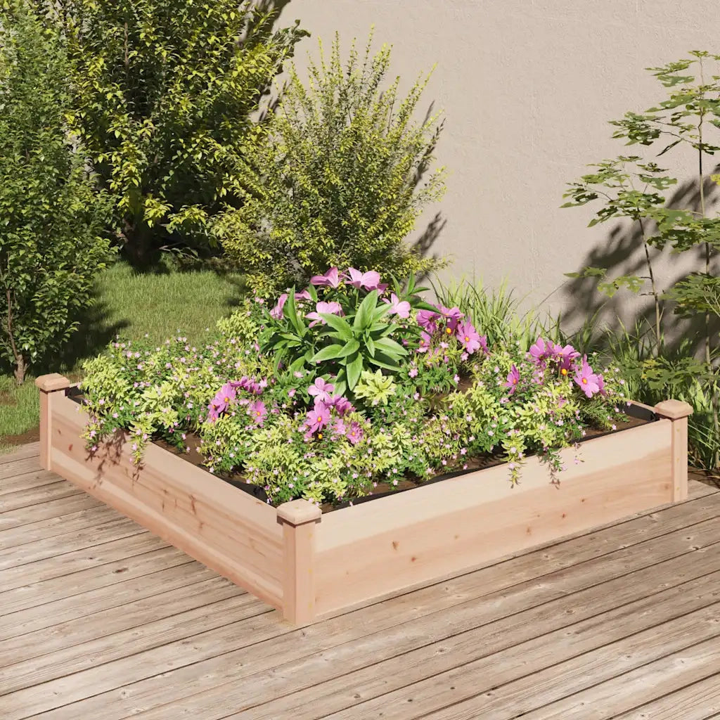 Fioriera | Cassetta per fiori | Vaso Rialzata Giardino Fodera 120x120x25cm Massello Abete