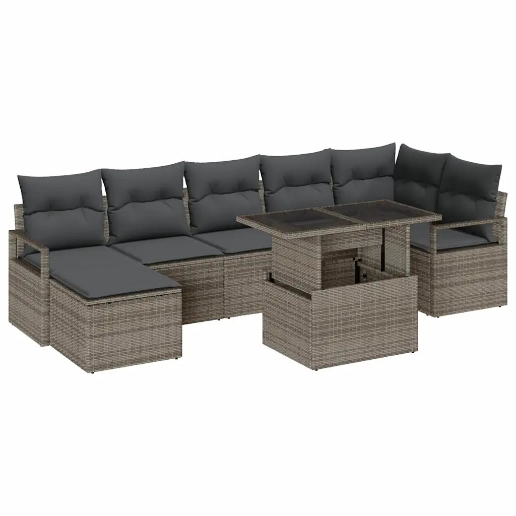 Set Divano da Giardino con cuscino 8 pcs Grigio