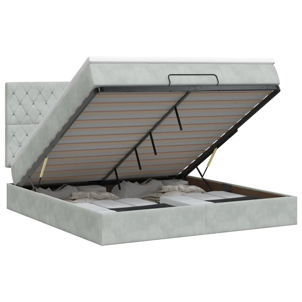 Letto ottomano con materasso Grigio Chiaro 140 x 200 cm Velluto 3457653