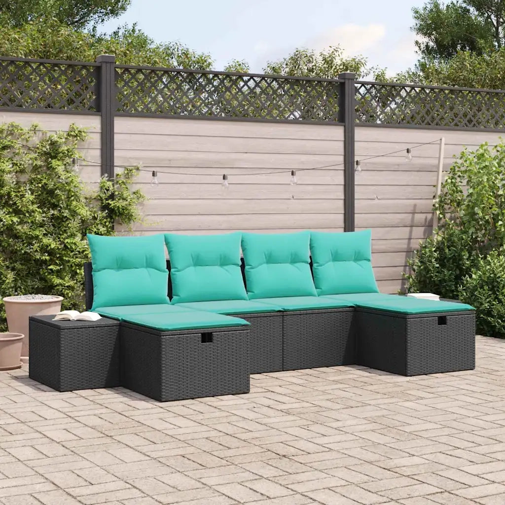 Set Divano da Giardino 6 pz Nero polyrattan 3360757