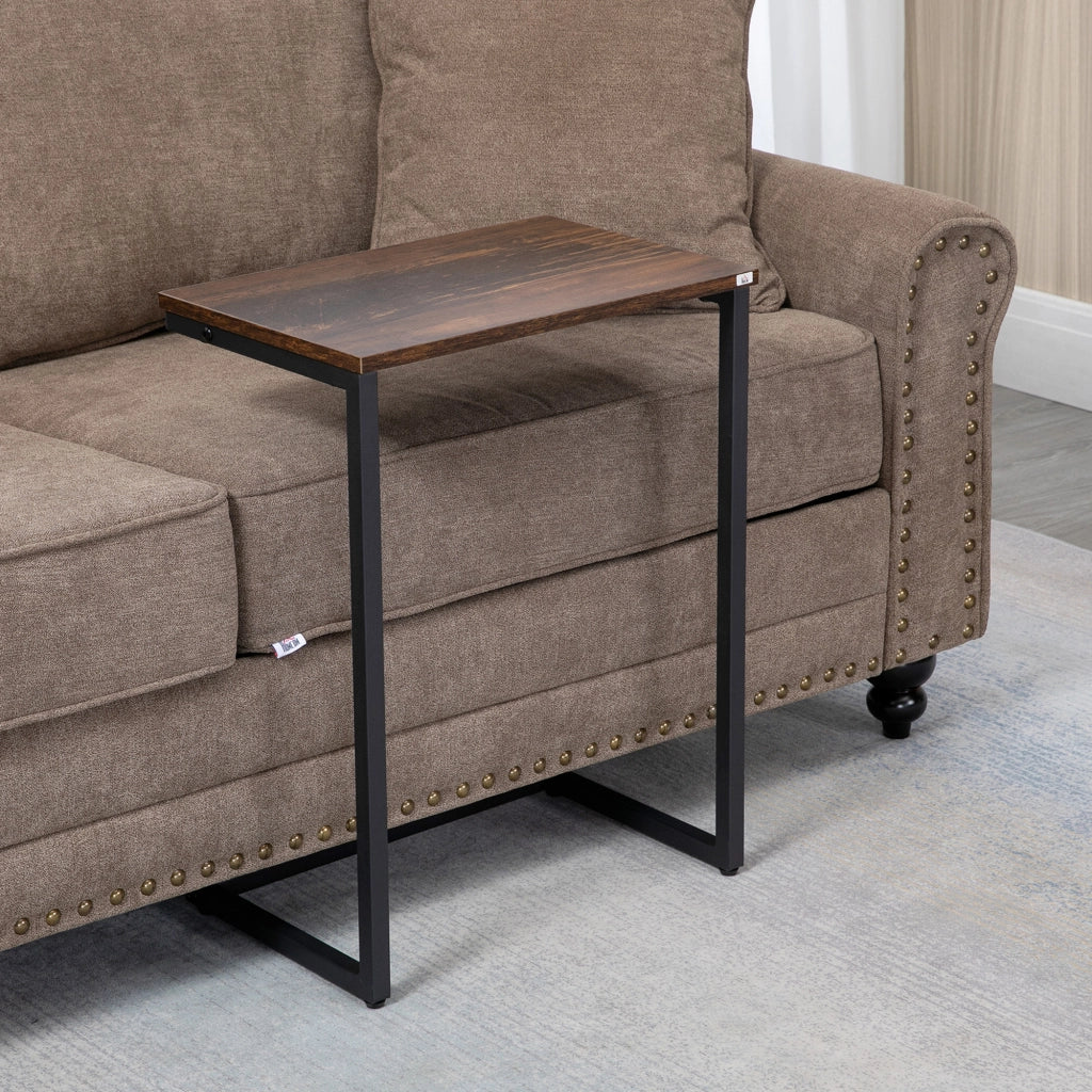 TAVOLINI SATTO SET DA 3 PEZZI C-FORM 45/40/34 cm LEGNO MARRONE E ACCIAIO NERO