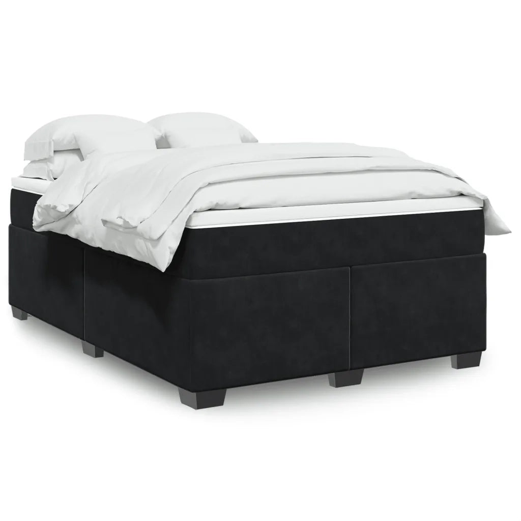 Giroletto a Molle con Materasso Nero 140x190 cm in Velluto