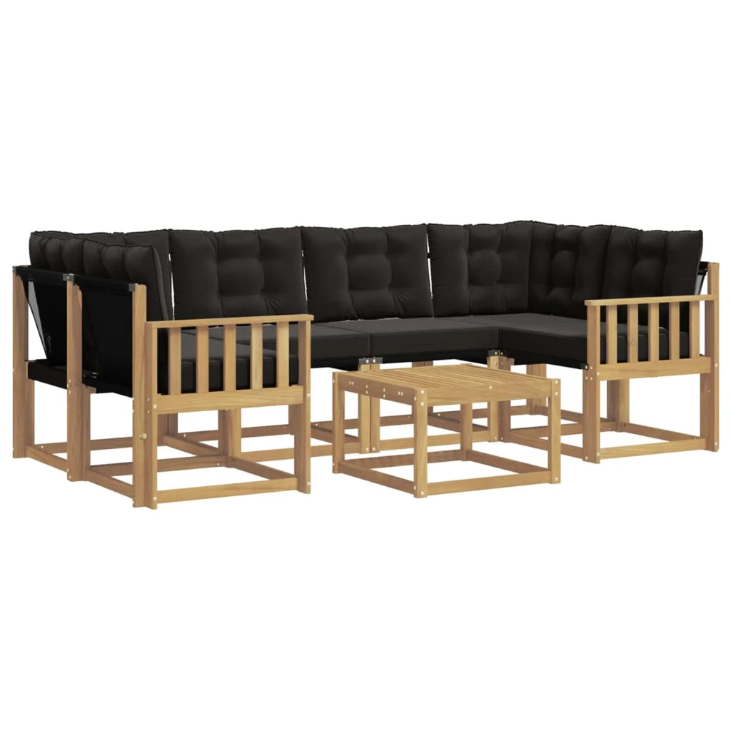 Set di divani da esterno con cuscino 7 pcs Bianco e Nero 3389258
