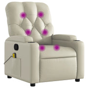 Poltrona da Massaggiante | Sedia Relax Reclinabile Crema Similpelle