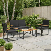 Set di Mobili da Esterno con cuscino 4 pcs Nero polyrattan 42025324