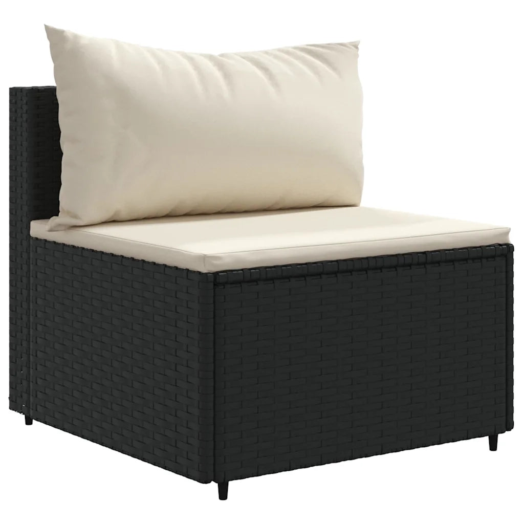 Set Divano da Giardino 6 pz con Cuscini Nero in Polyrattan 3308416