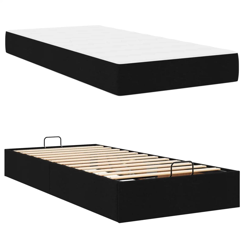 Struttura letto con materasso 2 pcs-Giroletto Nero Tessuto 282841
