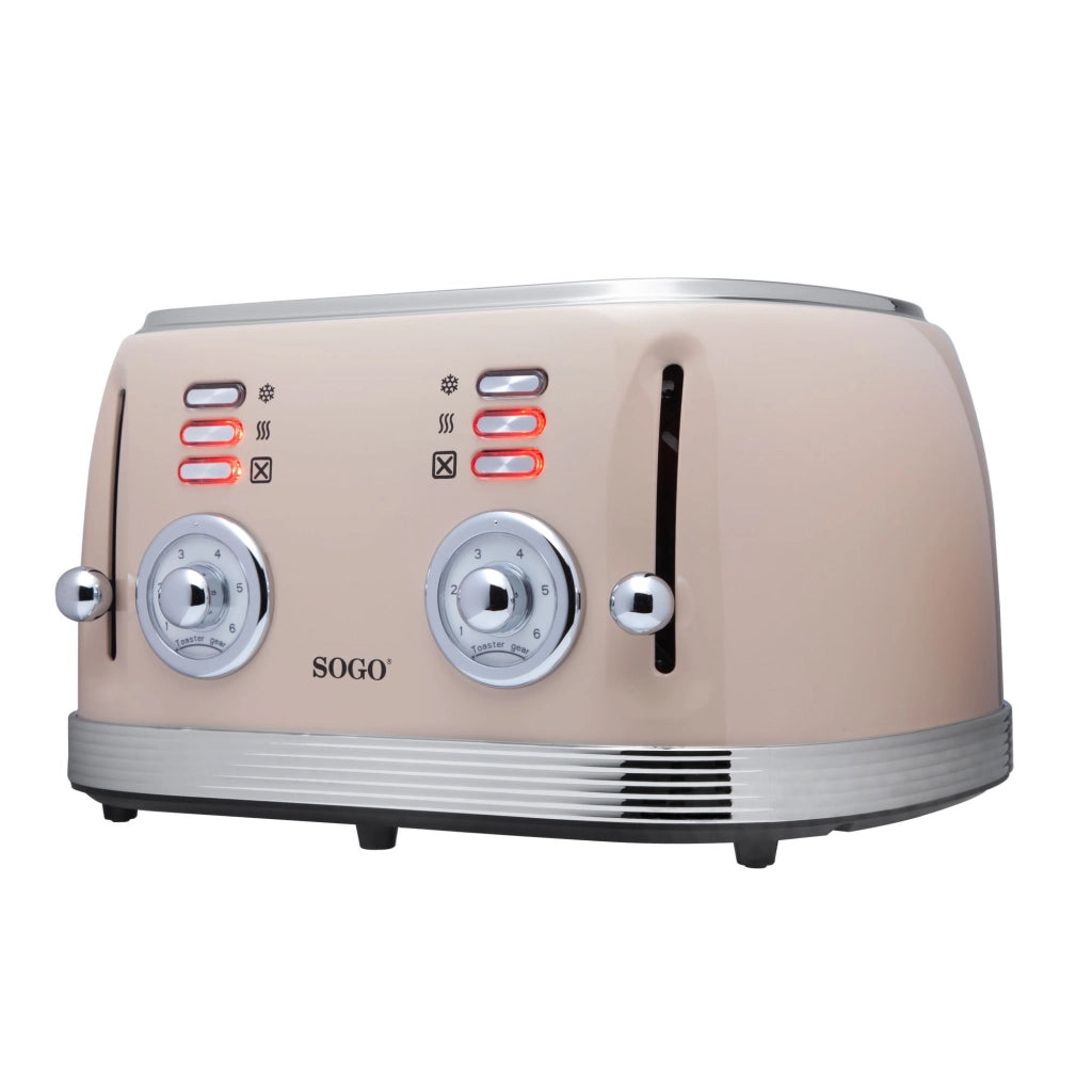 Tostapane 4 fette con controllo doppio indipendente, 6 livelli di tostatura e funzione scongelamento 1500W - Sogo