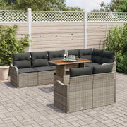 Set Divano da Giardino 9 pcs Grigio Poly Rattan 3358211