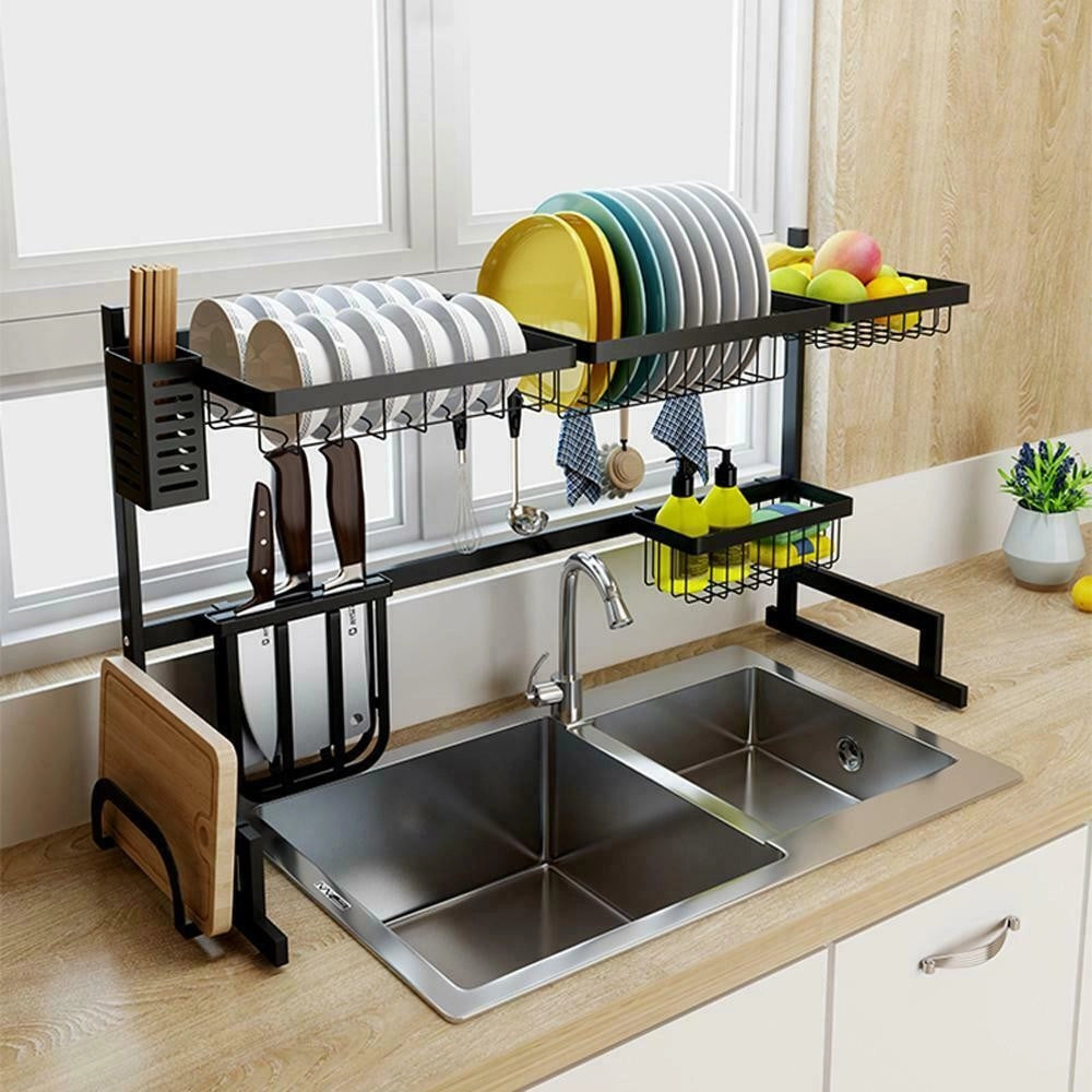 Trade Shop - Organizer Organizzatore Per Cucina Scolapiatti Scaffale Da Appoggio Ripiani 62cm -