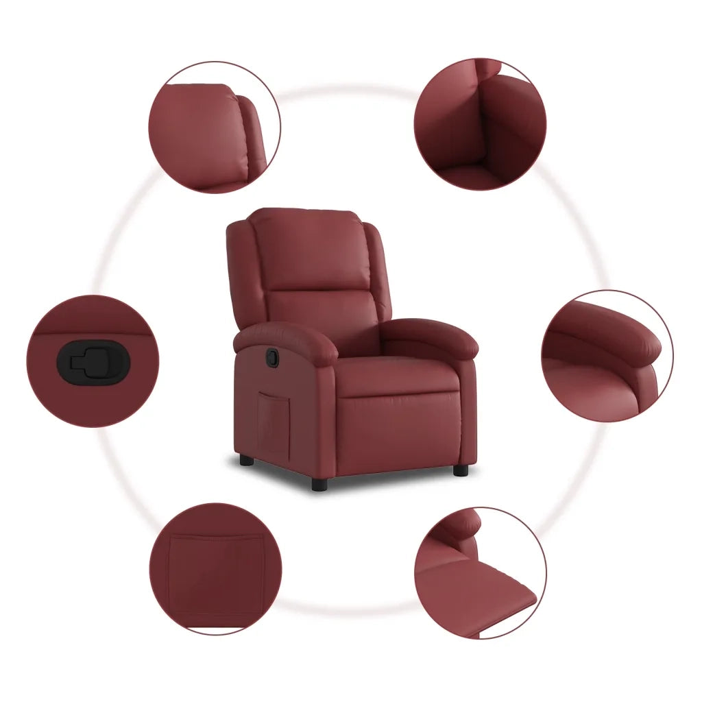 Poltrona Reclinabile Rosso Vino in Similpelle 371779