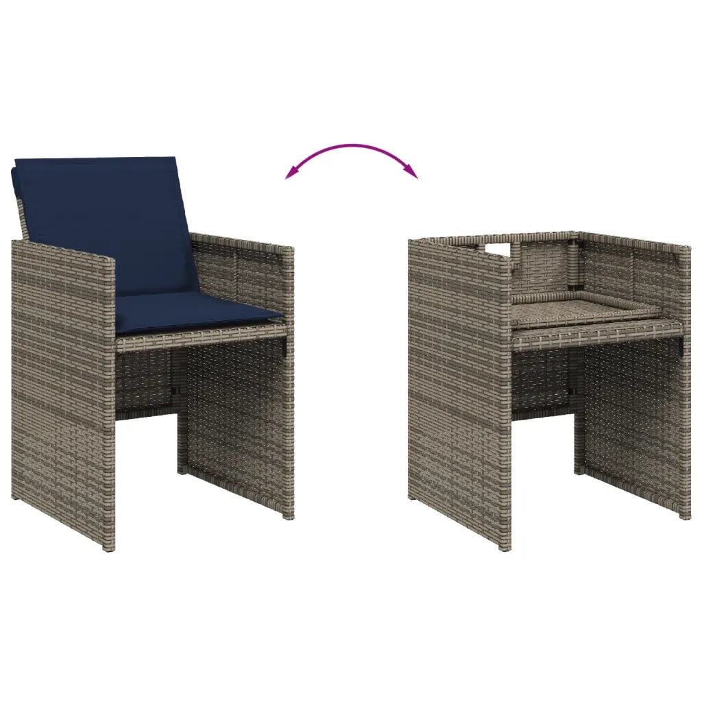 Set da pranzo da giardino da 11 pz con Cuscini in Polyrattan Grigio 3277744