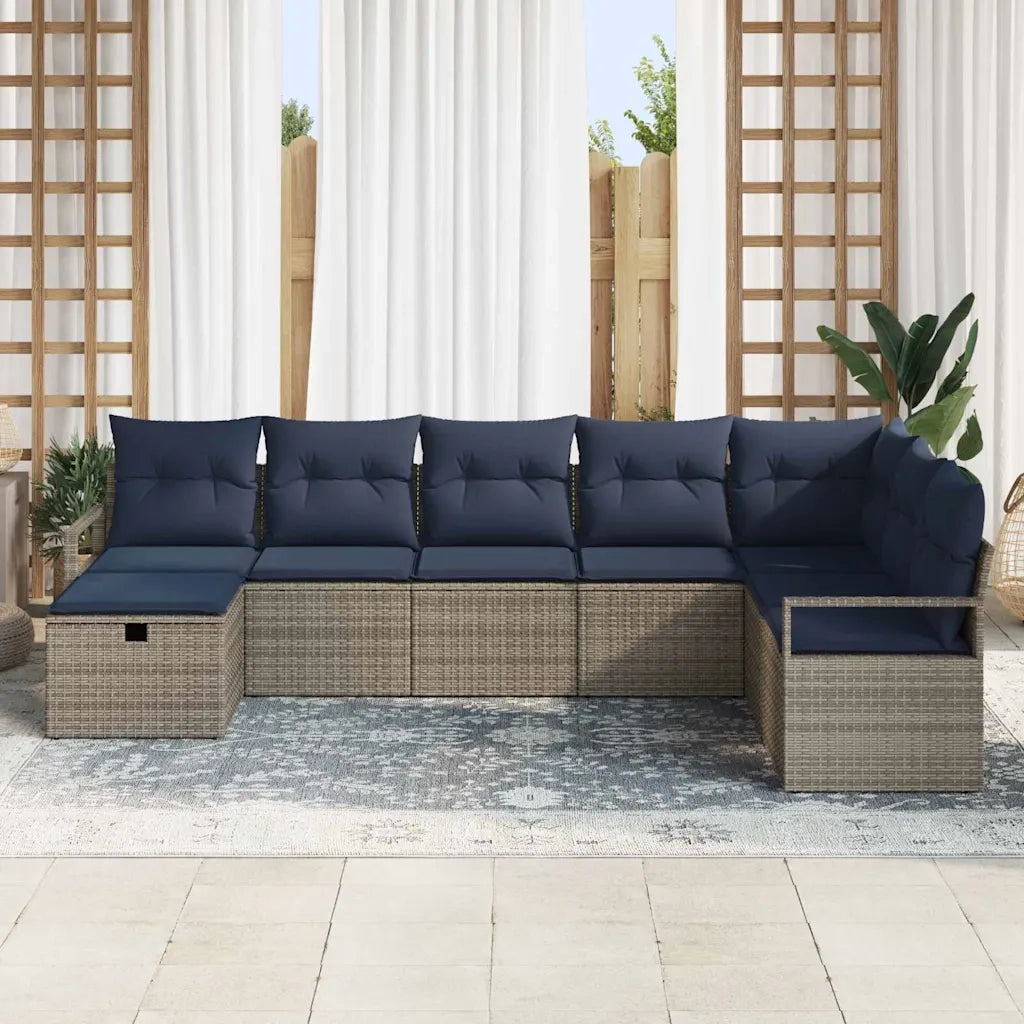 Set di divani con cuscino con archiviazione Grigio polyrattan 3359234