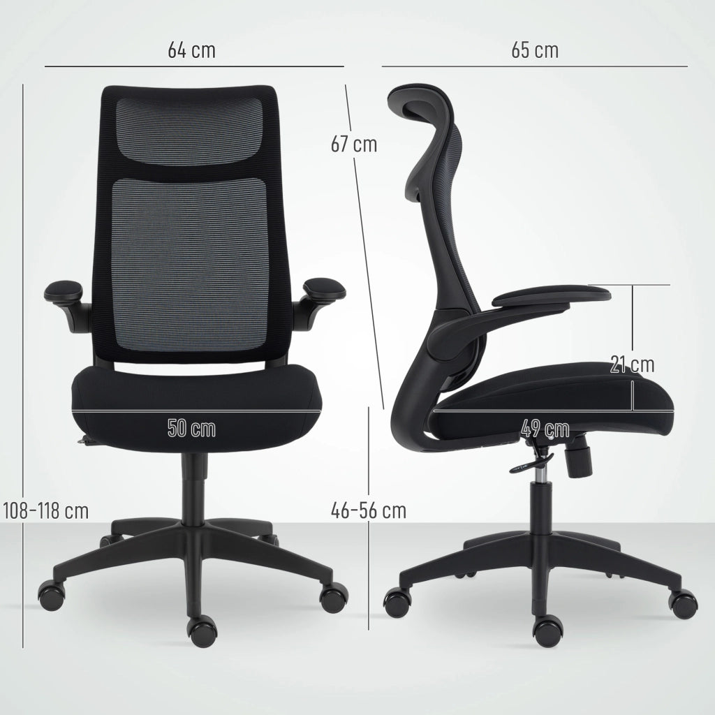 Sedia da Ufficio Ergonomica Girevole in Maglia con Supporto Lombare e Braccioli Regolabili ¨C Minimal ¨C Nero