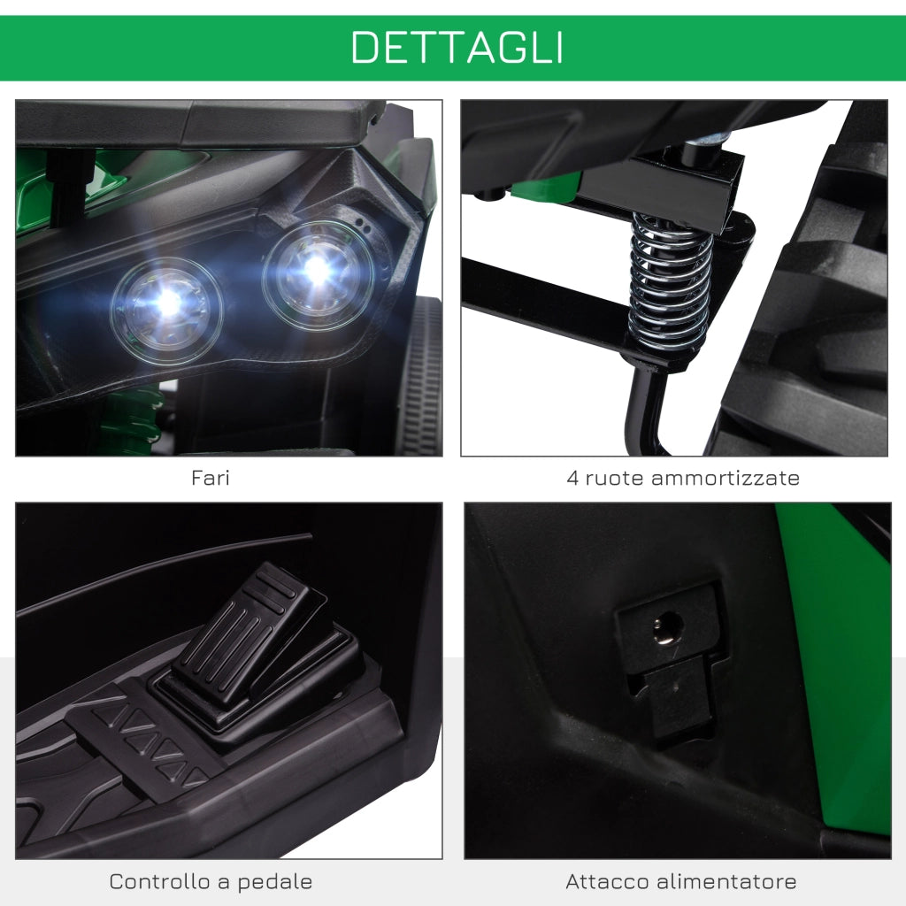 Quad Elettrico per Bambini ¨C Minimal ¨C Verde, 12V, 100x65x73cm