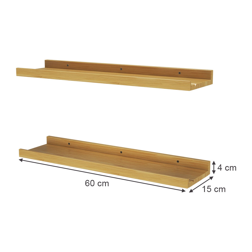 Vicco Scaffale a muro Legno naturale 60 x 4 cm Set di 2