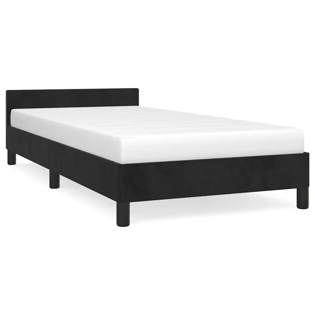 Letto singolo | Letto per adulti | Giroletto con Testiera senza Materasso Nero 90x200 cm Velluto
