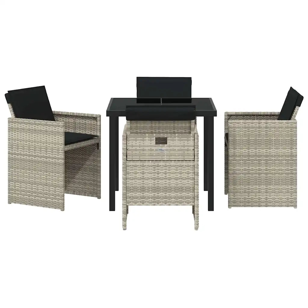 Set da Pranzo per Giardino 5 pcs Grigio chiaro polyrattan