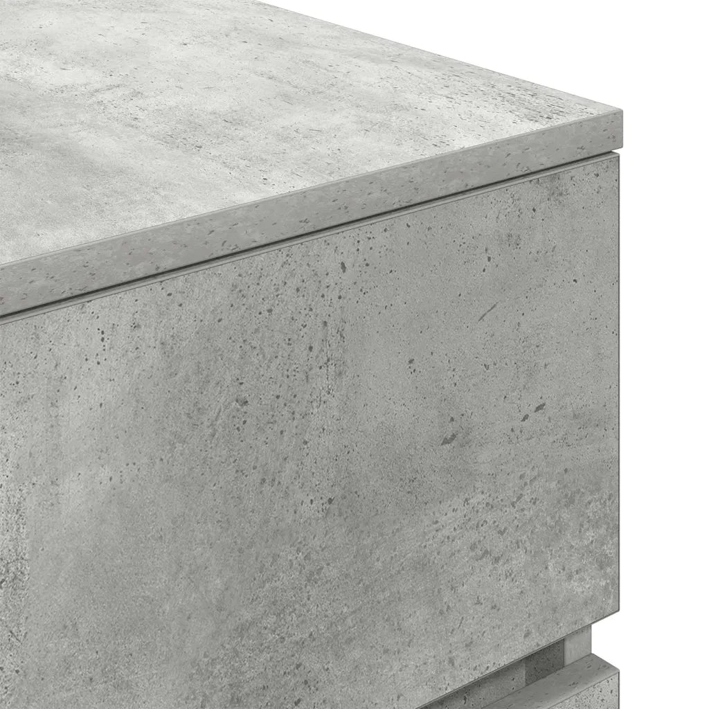 Comodino | Armadio da Notte | Mobiletto da notte con 3 Cassetti Grigio Cemento 39x35x65 cm