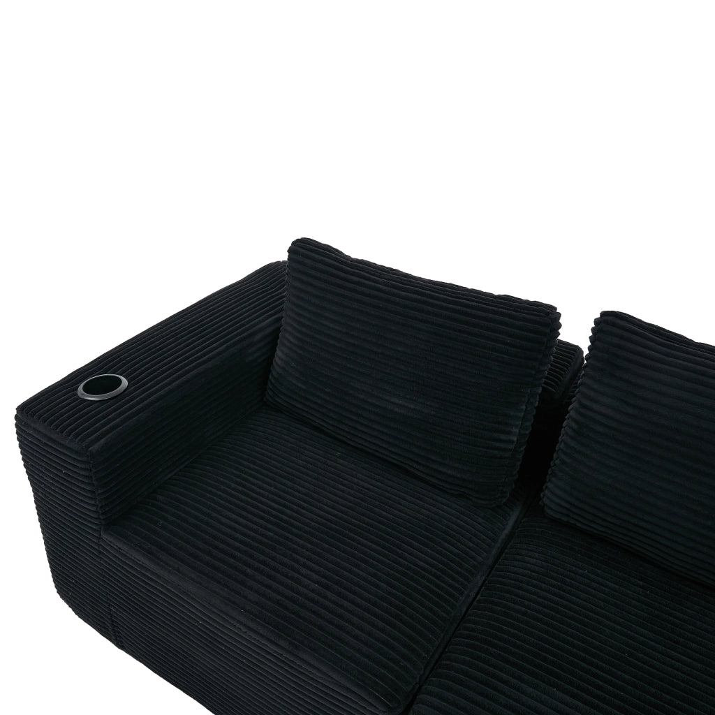 Divano 2 Posti con Cuscini e Portabicchieri ¨C MINIMAL ¨C Tessuto, 265 cm