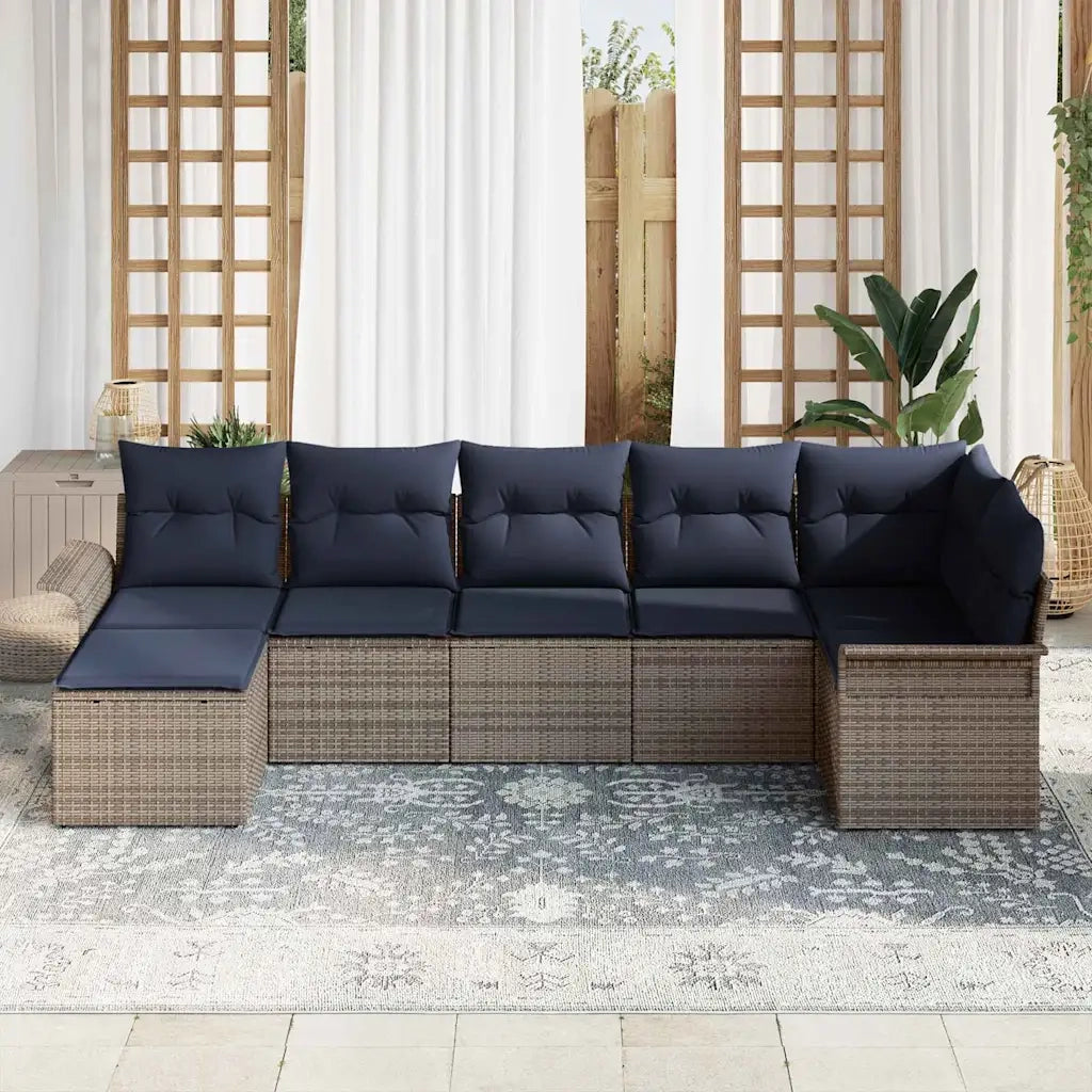 Set Divano da Giardino con cuscino Grigio polyrattan 3345455