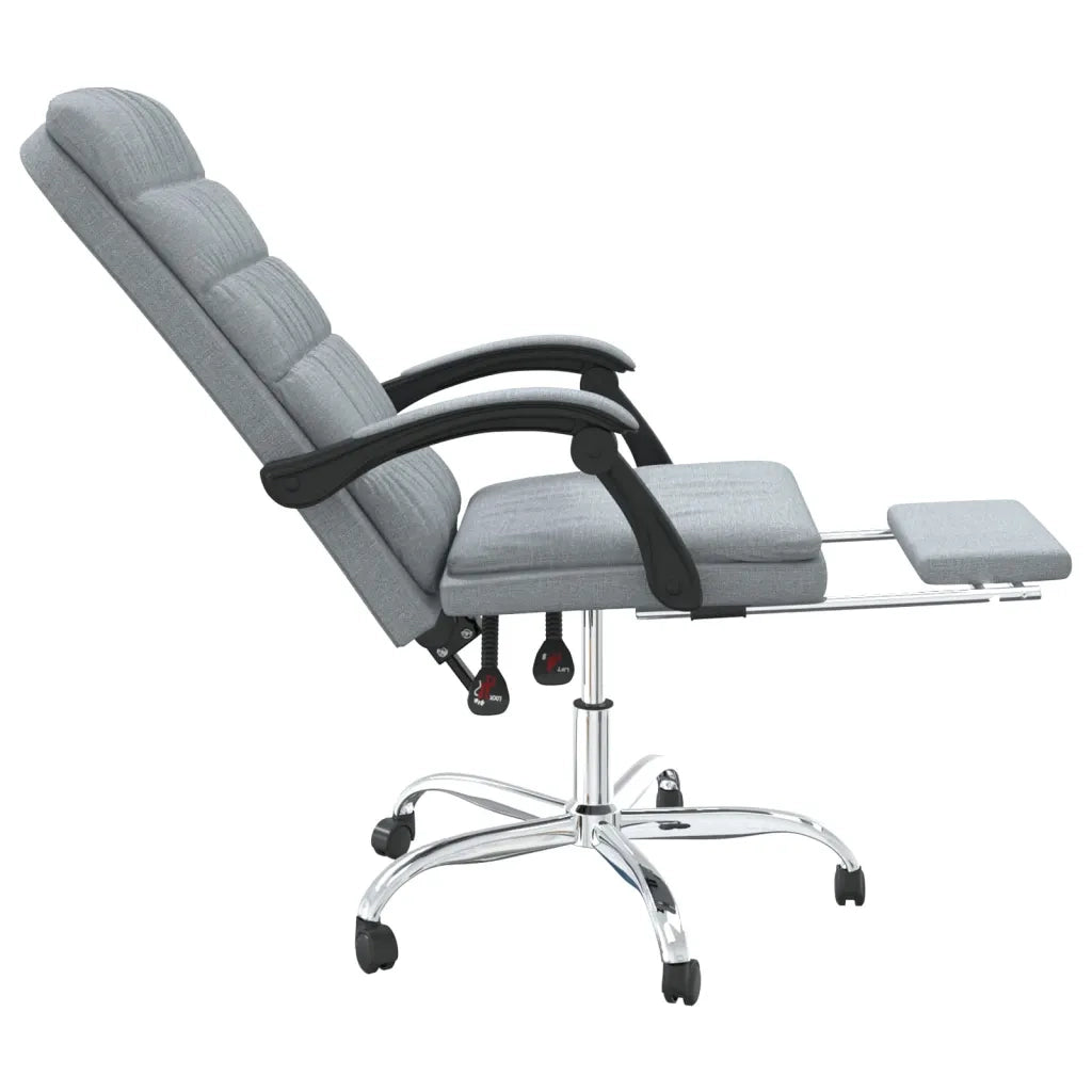 Poltrona | Sedia Relax da Ufficio Reclinabile Grigio Chiaro in Tessuto