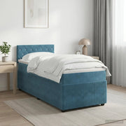 Letto box spring con materasso Blu Scuro 100 x 200 cm Velluto 3451617