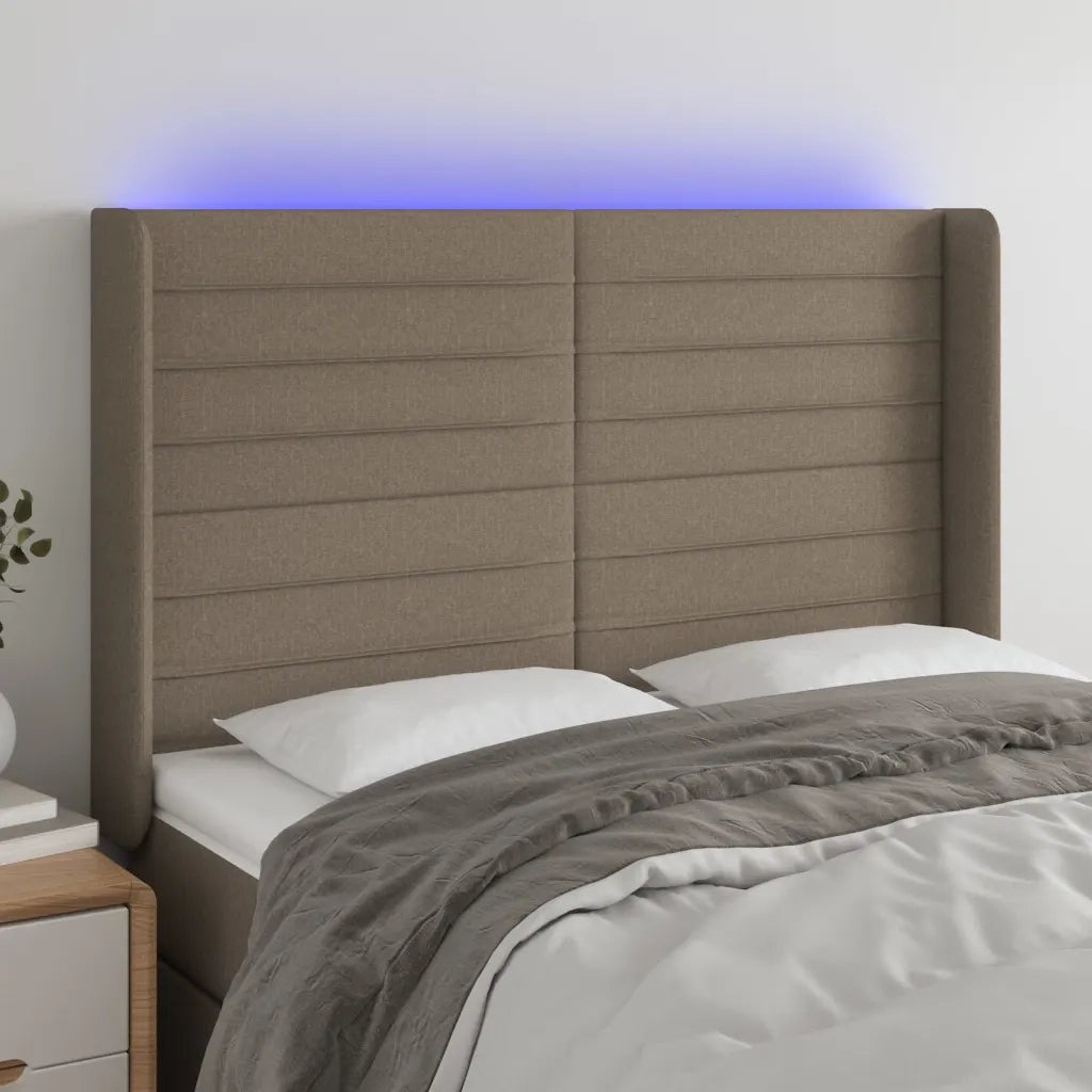 Testiera | Testata a LED Tortora 147x16x118/128 cm in Tessuto