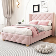 Letto imbottito 90x200 - Xylo - rosa velluto