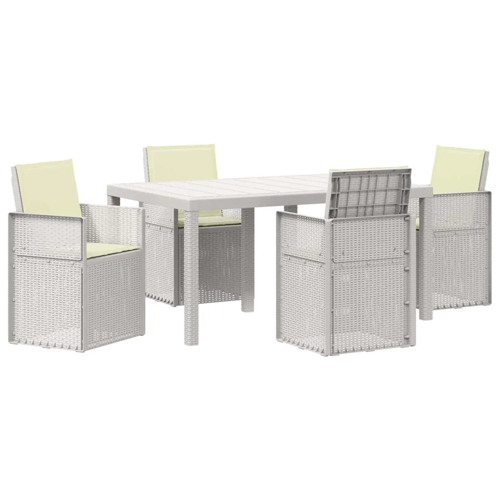 Set da Pranzo per Giardino con cuscino 5 pcs Bianco e Crema PP