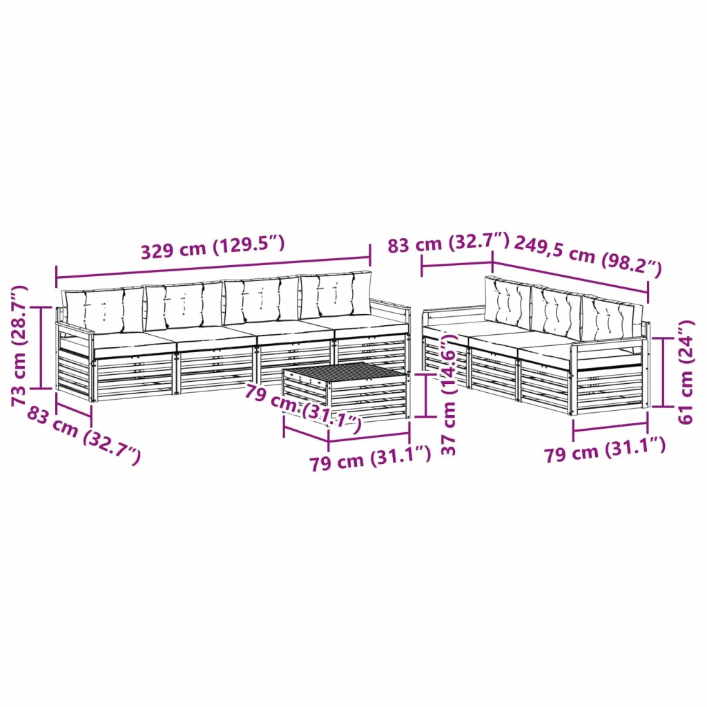 Set di divani da esterno 8 pcs Bianco e Beige 79 x 79 x 37 cm 3390153