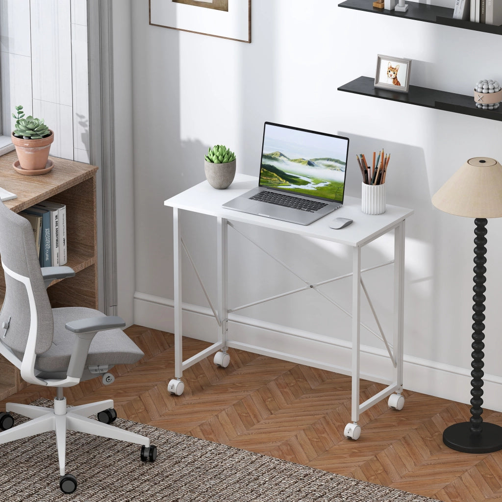 Scrivania pieghevole per computer con ruote ¨C Minimal ¨C bianco 80x40 cm