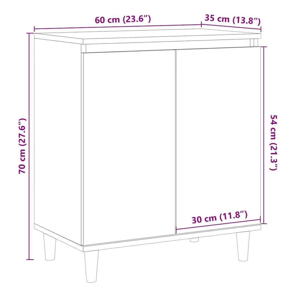 Credenza Legno Vecchio 60x35x70 cm in Legno Multistrato 856476