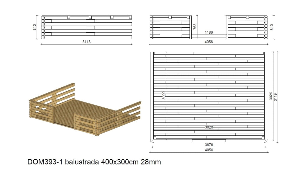 Veranda - 12m2 - 4m x 3m - impregnata - colore: marrone - DOM542 - ALTANKA