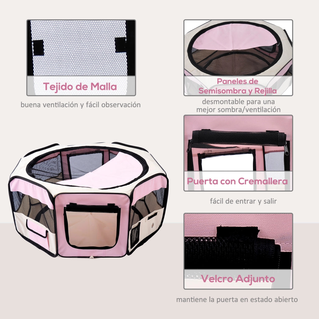 Parco per animali pieghevole ¨C zephmum ¨C rosa ?90x41 cm
