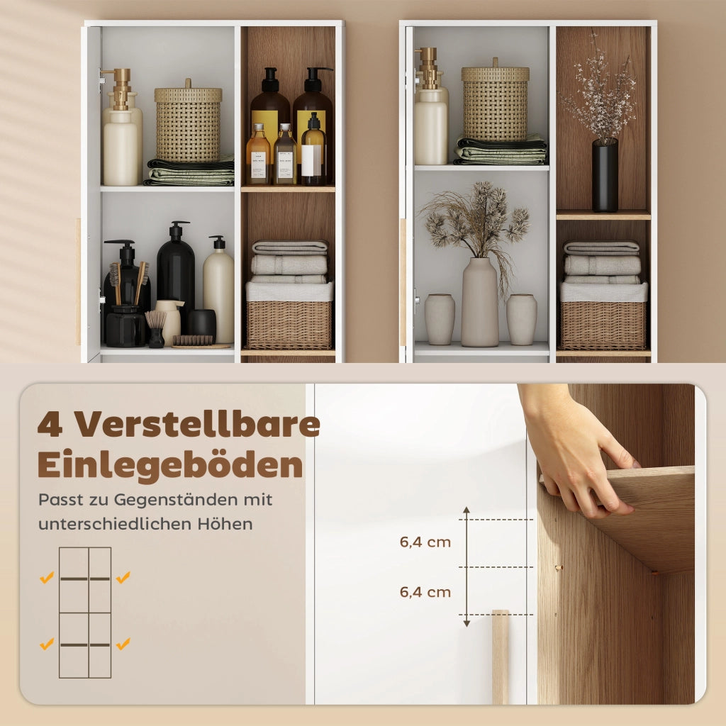 Libreria 176 cm ¨C Xylo ¨C 4 ripiani aperti 2 ante MDF bianco