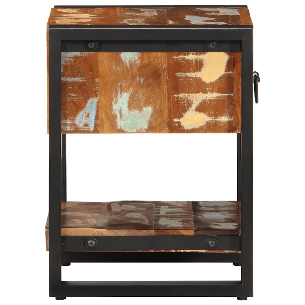 Set di 2 Comodini | Armadio da Notte | Mobiletto da notte Multicolore in Legno Massello di Mango Grezzo