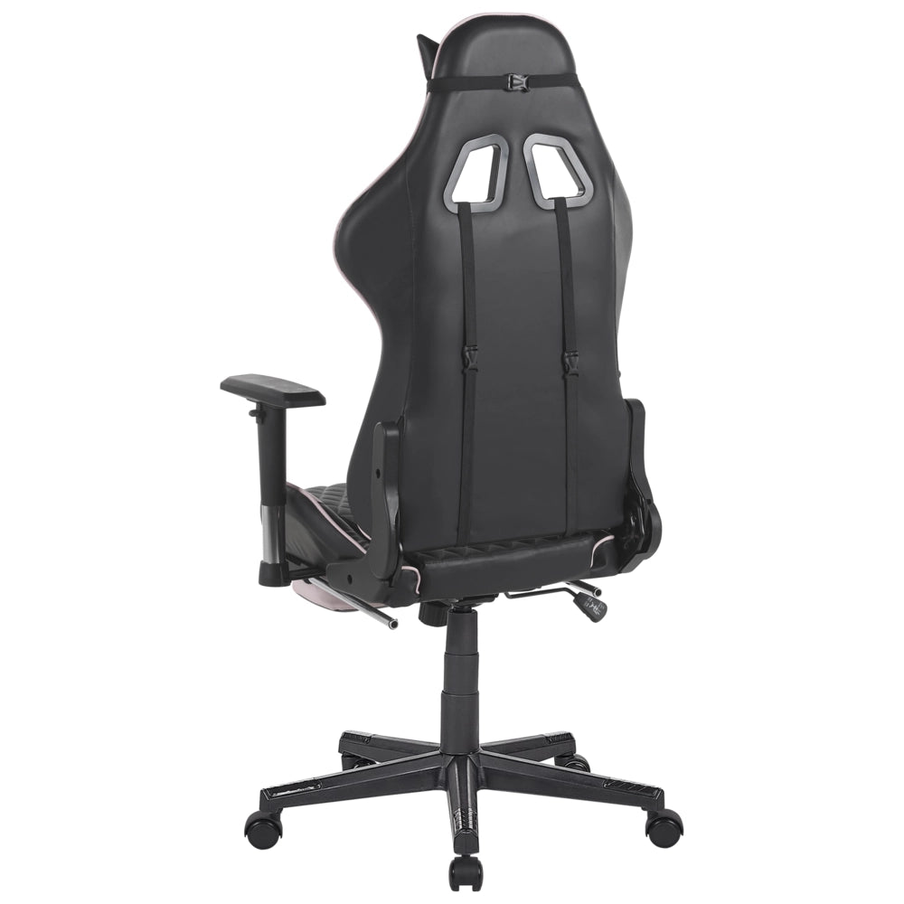 Sedia da gaming Nero Rosa Ecopelle 126 - 136 cm Braccioli Girevoli Regolabili e Poggiapiedi Regolabili in Altezza Moderna