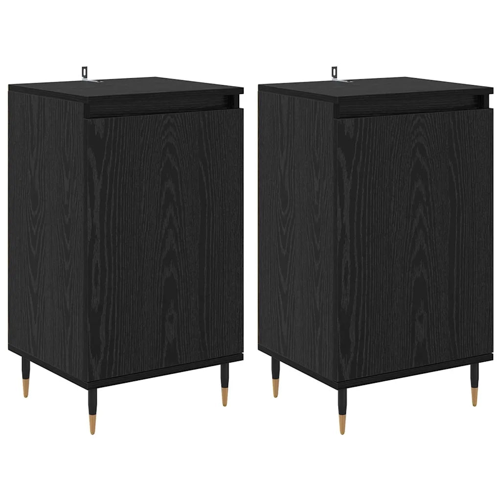 Credenza 2 pz-Set di 2 Buffet-Armadio da cucina Rovere Nero 40 x 35 x 70 cm
