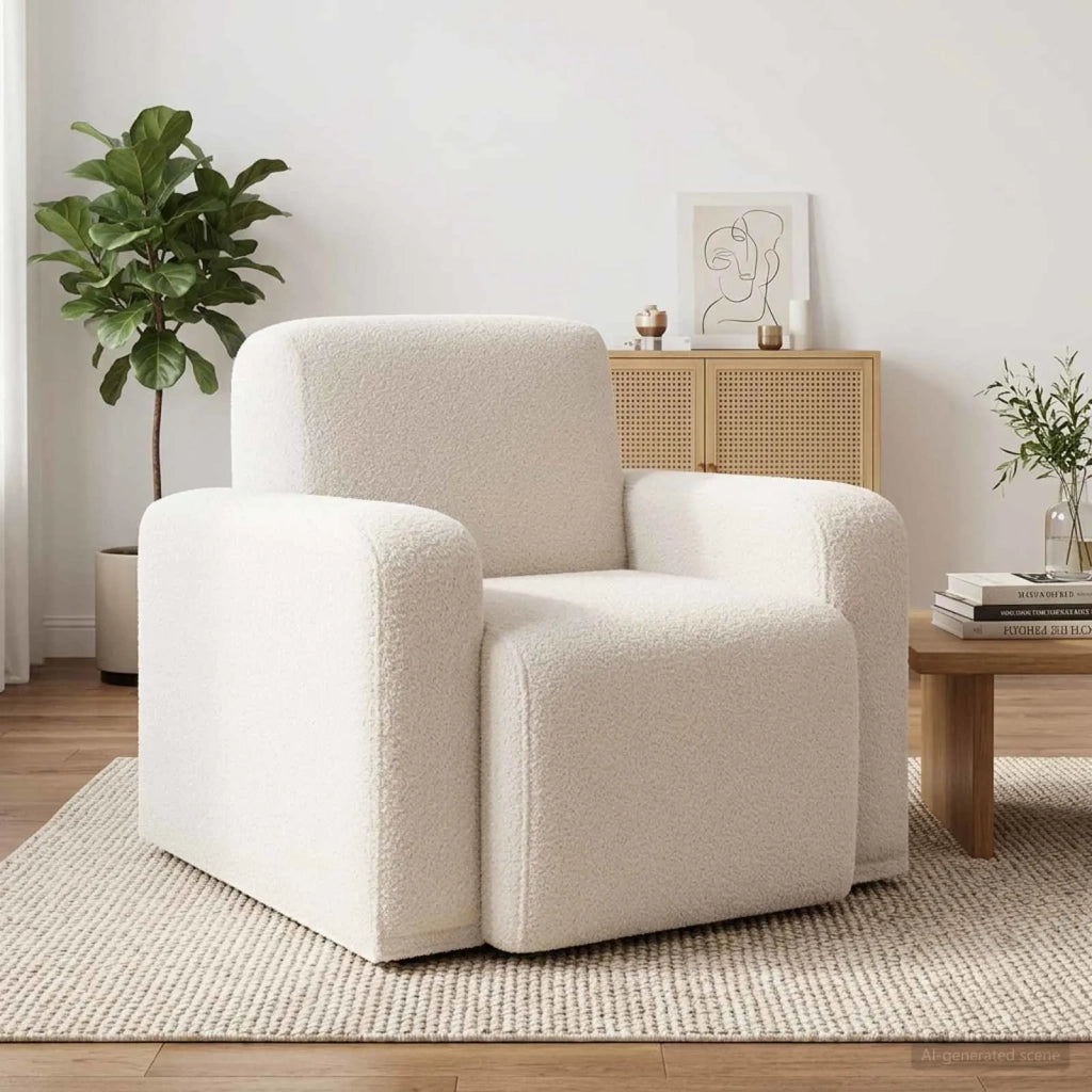 Poltrona Crema Bouclé 42042449