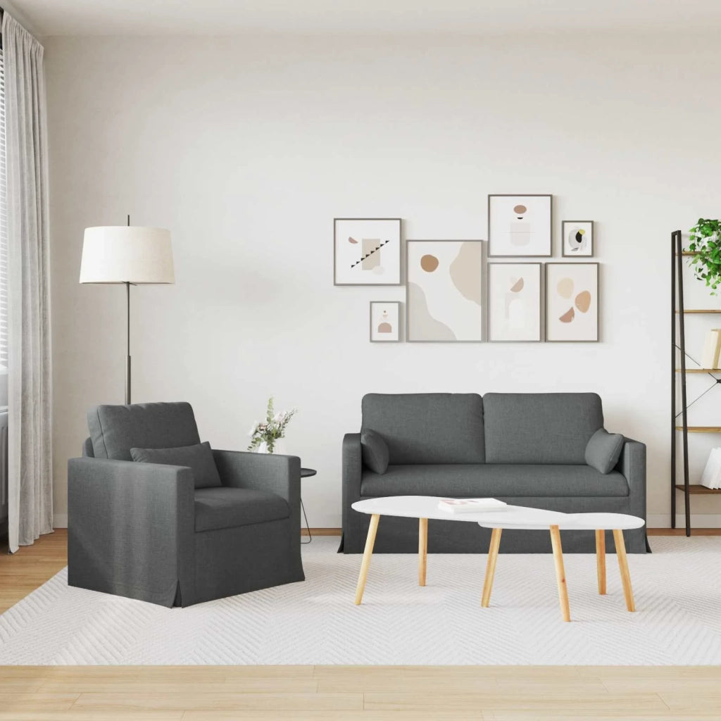 Set di divani 2 pcs Grigio scuro 158 x 78 x 80 cm Tessuto 3407538